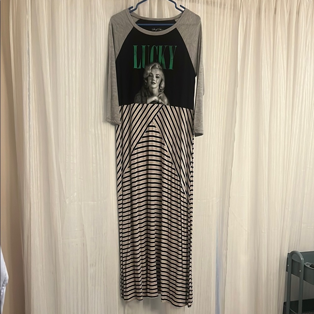 Marilyn Monroe Black and Gray Maxi Dress